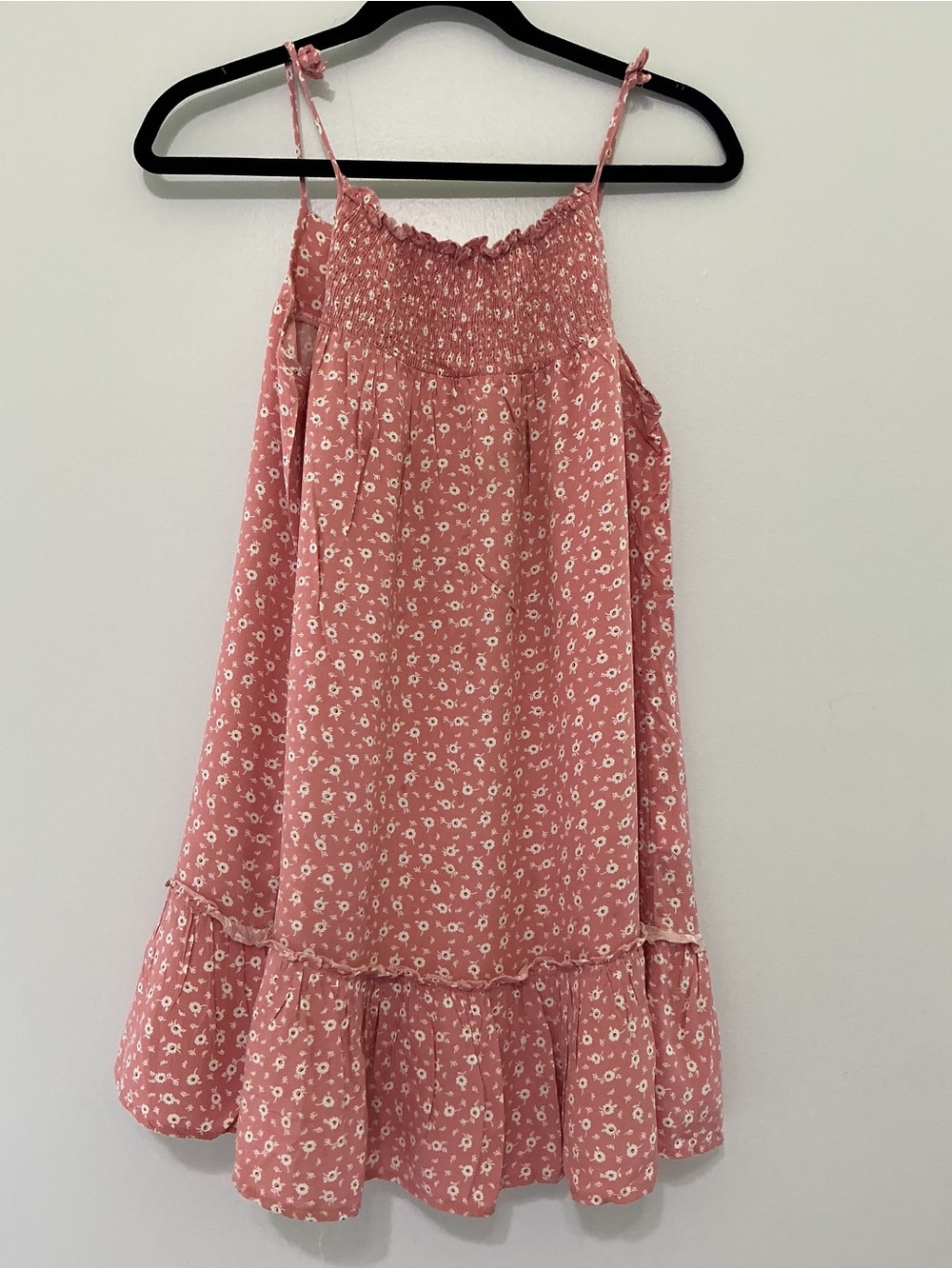 Girls' Pink Floral Smocked Casual Dress